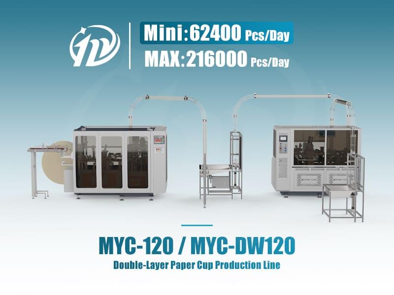 MYC-120 Connected to MYC-DW120 Double Wall Paper Cup Forming Production Lin