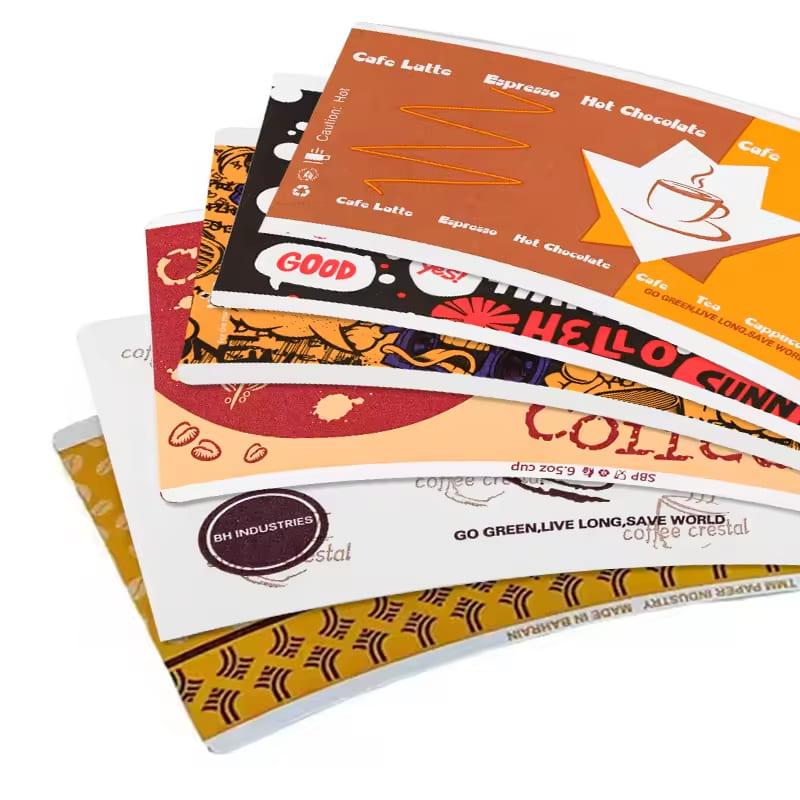 Food Grade Disposable 160gsm PE Coated Paper Cup Fan With Customized Logo Printing