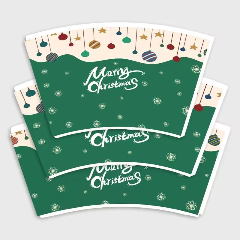 Wholesale Christmas Style Custom Printed Food Grade PE Coated Paper Cup Fan Raw Material