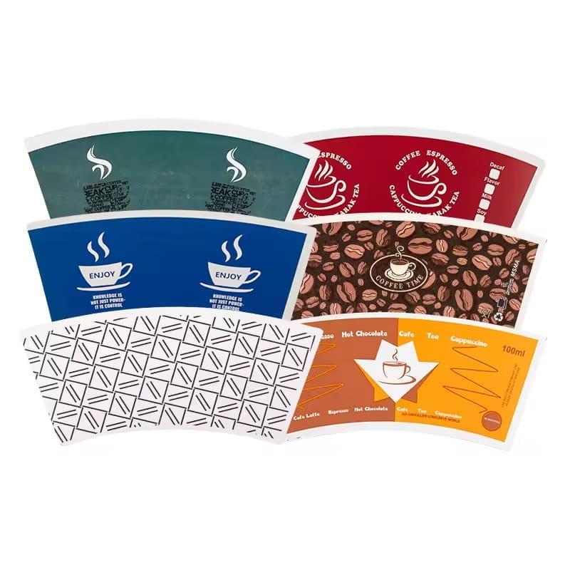 Eco Friendly Custom Logo PE Coated Paper Cup Fan Coffee Cup Fan for Disposable Paper Cup for Hot Drink