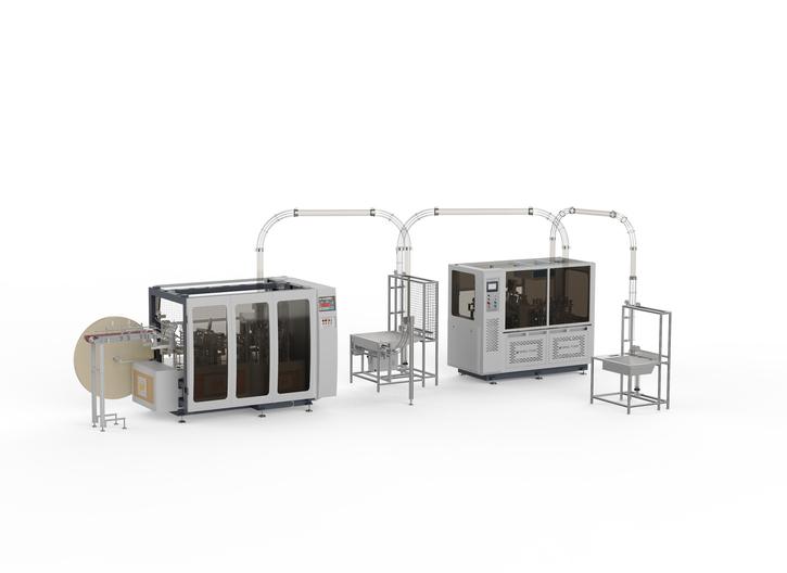 MYC-120 & MYC-DW120 double wall paper cup machine for producing milk tea cups in Russia