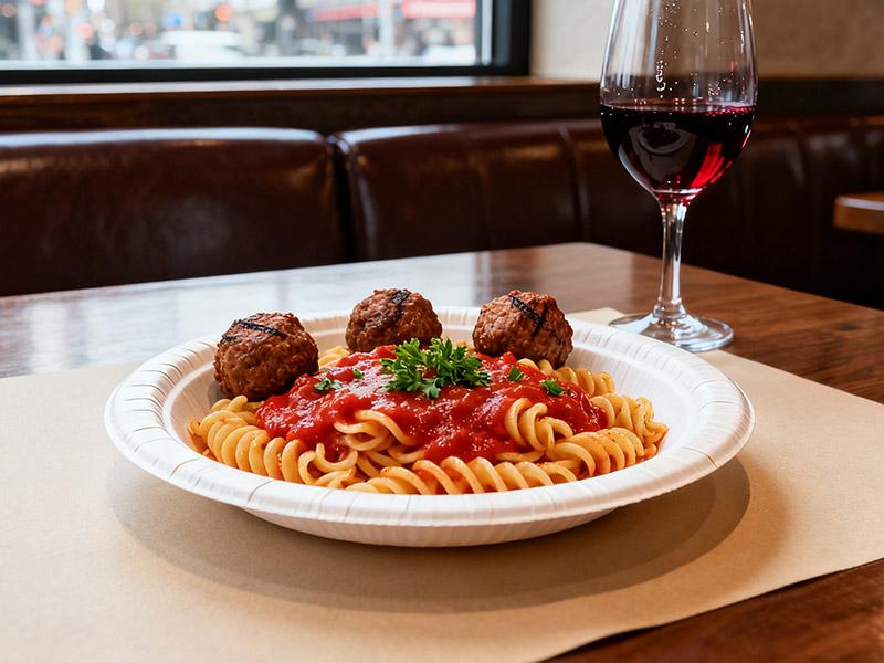 The restaurant provides disposable paper plates.