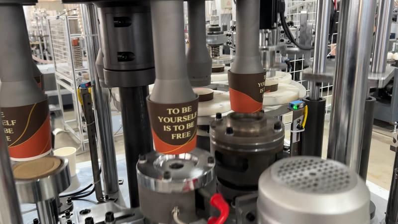 MYC-OCM100 Intelligent model Paper Cup Machine connect MYC-DW100 Paper cup Sleeve Machine Running Video