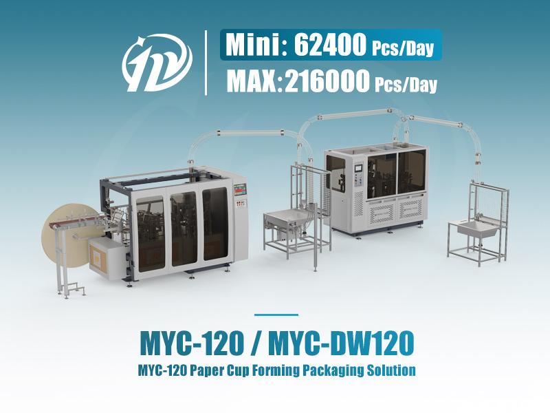 MYC-120 paper cup machine with MYC-DW120 paper cup sleeve Machine and cup collection table Solution Catalog