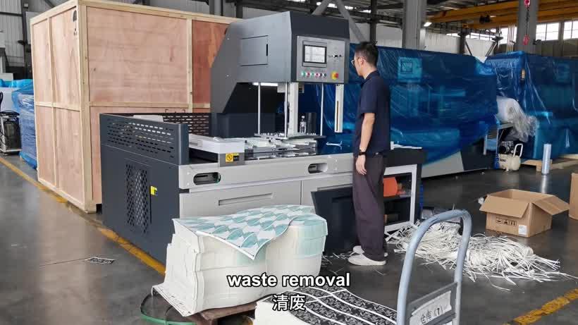 Waste removal machine separating printed paper cup fans from paper scrap