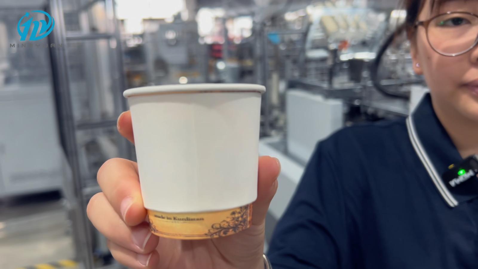 Finished sample from the 4 oz double wall paper cup line for Iraq