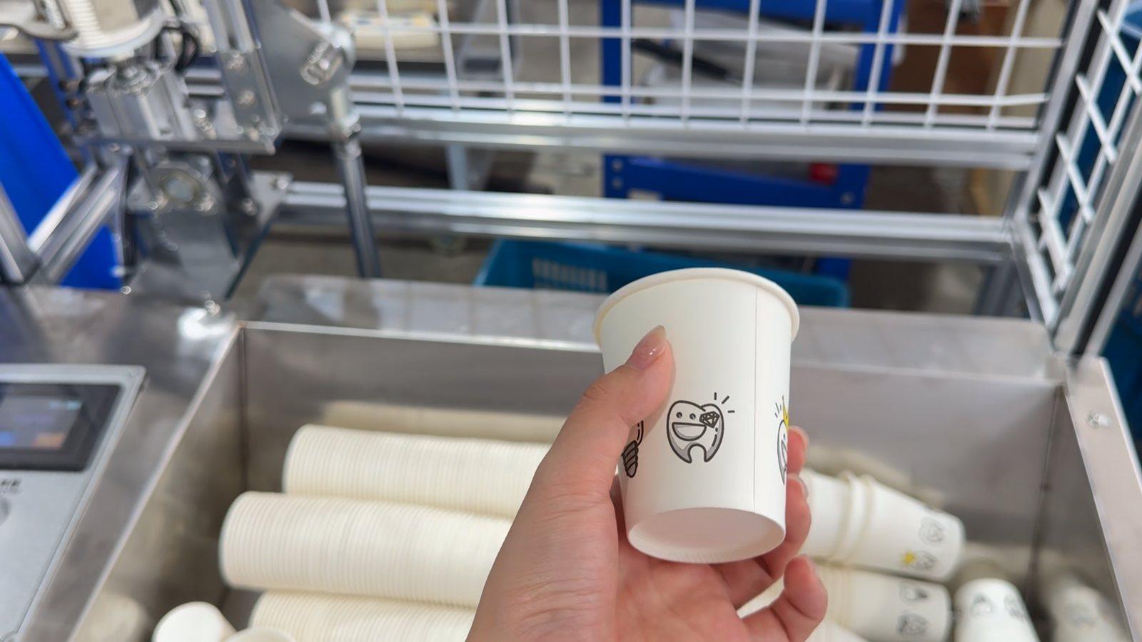 Finished printed cup from the 5 oz paper cup production project in China
